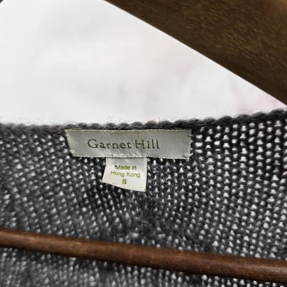 Garnet Hill Sweater Womens Small Gray Alpaca Wool V Balloon Sleeve Pointelle - Picture 3 of 10